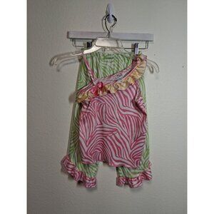 VTG Laura Dare 2 Piece Outfit Colorful Zebra Animal Print Y2K Girls Size 8